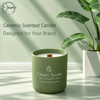 Bougie parfumée en céramique de luxe avec mèche en bois, logo personnalisé, approvisionnement en gros pour les cadeaux de spa et d'hôtel