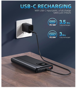 Được xây dựng trong cáp LCD CE ROHS pd22w điện thoại di động sạc nhanh không dây xách tay 10000mAh 20000mAh Powerbank ngân hàng điện - Product Image 6