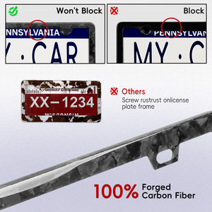 Cadre de plaque d'immatriculation en fibre de carbone 205 mm, style américain, accessoire de voiture, cadre décoratif entièrement en carbone avec kit de fixation - Product Image 3
