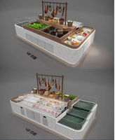Présentoir de buffet intégré personnalisé, vitrine à double température à refroidissement par air, type échelle, pour fruits de mer et plats cuisinés