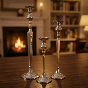 Ensemble de 3 porte-bougies en aluminium faits à la main, durables, pour la décoration de la maison - Product Image 2
