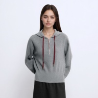 Pull tricoté à capuche chic décontracté pour femmes 100% laine chaud et confortable à manches longues tricots côtelés