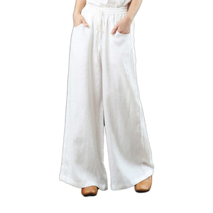 <span class=keywords><strong>Pantaloni</strong></span> <span class=keywords><strong>lunghi</strong></span> in cotone e <span class=keywords><strong>lino</strong></span> da <span class=keywords><strong>donna</strong></span> con tasche a vita alta <span class=keywords><strong>pantaloni</strong></span> larghi traspiranti per la primavera estate Casual a gamba larga XL 3XL disponibili - Product Image 2