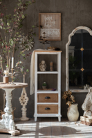 Meuble d'angle en bois blanc fait main, style ferme, avec 2 tiroirs de rangement, idéal pour salon et salle à manger - Meilleure vente Innova