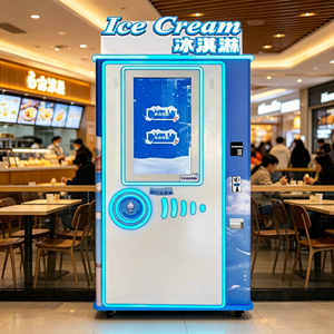 Distributeur automatique de crème glacée sans personnel à louer/à vendre – Kiosque à crème glacée automatique de 32 pouces avec 16 saveurs et distributeur de garnitures - Product Image 1