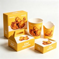Boîte d'emballage alimentaire à emporter biodégradable avec logo personnalisé, boîte en papier pour hamburger, boîte pour frites, boîte pour nuggets de poulet