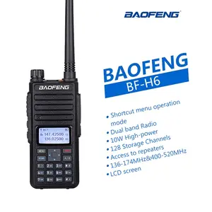 BAOFENG BF-H6 Walkie Talkie Amateur 20km High Power Ham Radios Transmitter Long Stand Handheld Two Way Radio Comunicador