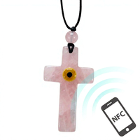 Collar Inteligente NFC RFID Personalizado con Colgante de Cuarzo Rosa