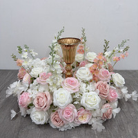 Kunstmatige roze en witte rozenkrans tafeldecoratie krans voor bruiloftdecoraties bloemstukken