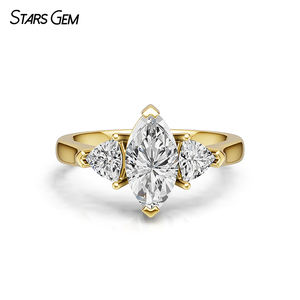 Starsgem Custom Jewelry 18k Solid Gold 1.0ct Marquise Cut <b>Lab</b> Diamond Engagement Ringd - Product Image 1