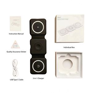 Portable 15W Smart 3-in-1 Foldable Fast Wireless Charger Magnetic Travel Case Dual Business Promotional Gifts Custom Logo - Product Image 5