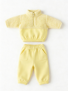 Ensemble <span class=keywords><strong>2</strong></span> pièces en <span class=keywords><strong>polaire</strong></span> <span class=keywords><strong>sherpa</strong></span> pour bébés garçons et filles, <span class=keywords><strong>sweat</strong></span>-shirt à demi-<span class=keywords><strong>zip</strong></span> et pantalon, couleurs contrastées, tenues chaudes d'hiver pour tout-petits - Product Image 5