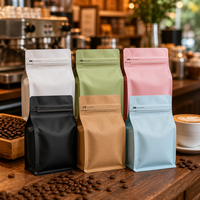 Op maat gemaakte logo flat bottom stand-up zip pouch matte voedselverpakkingstas 16 kleuren koffie thee noten opbergzak OEM 3 maten