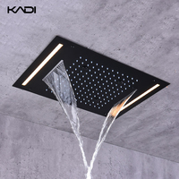 Pomme de douche moderne à cascade montée au plafond en laiton noir télécommande pour hôtels appartements toilettes salles de bains