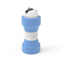 Bouteille d'eau de sport pliable en silicone en forme d'haltère 650 ml grande capacité