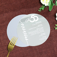 Carte d'invitation en acrylique argenté de taille personnalisée Carte de menu I avec texte en feuille blanche pour la célébration de mariage et d'anniversaire