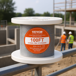 Fune in Acciaio Inossidabile 1/8 Pollici 7x7 100 Piedi per Uso Edile - Product Image 2