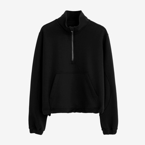 Nouveau Sweat-shirt Femme Hiver 2025 Printemps Demi-Zip Modal Délavé Effet Air Layer Tricoté Col Montant Polyvalent - Product Image 4