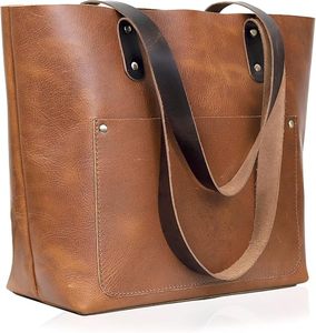 Luxury Style Genuine Leather Women's Shoulder Tote <b>Bag</b> Vintage Purse Large Capacity Laptop <b>Handbag</b> for Professional Work <b>Travel</b> - Product Image 2