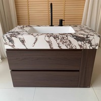 Hot Sale Waschtische Schrank Sperrholz Badezimmer Eck schrank Lila Schiefer Schrank mit Keramik unter Waschbecken