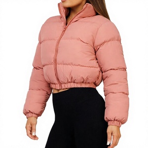 Cheap Price <b>Winter</b> Women Short Puffer <b>Jackets</b> Plus Size Knitted Crocheted Windproof <b>Waterproof</b> Stand Collar - Product Image 1