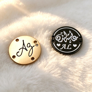 Étiquette métallique à coudre sur vêtement, étiquette de marque en métal plaqué avec logo gravé sur mesure pour maillots de bain et accessoires de bain - Product Image 3