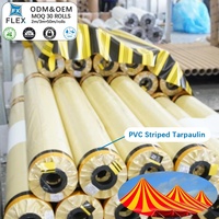 Tissu d'auvent tissé rayé FLFX personnalisé en PVC+Polyester, poids moyen, imperméable et résistant aux déchirures pour auvent extérieur