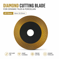 Lame diamantée 115 mm (4,5 po) super tranchante pour carrelage, porcelaine et pierre frittée, utilisation humide ou sèche, professionnelle, sans éclats