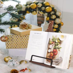 Support de livre de recettes pour comptoir de cuisine, support réglable <span class=keywords><strong>en</strong></span> <span class=keywords><strong>bois</strong></span> pour livre de recettes, support rustique pour iPad - Product Image 2