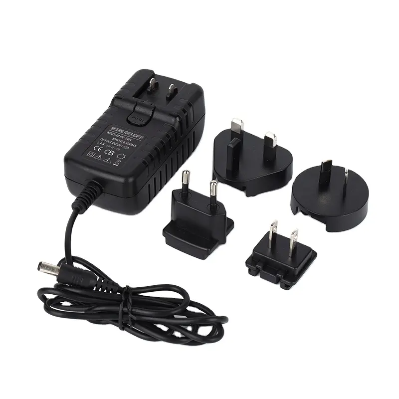 AU US UK EU plug ac dc adaptor 24w power supply 12v 2a interchangeable plug adapter
