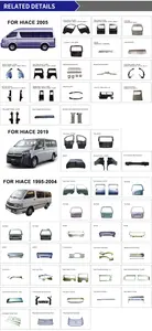 1995-2004 Hiace Autozubehör Karosserie-Kit mit Tür verkleidung, Heckklappe, Motorhaube, Querträger, Säule, Seitenwand, Front stoßstange