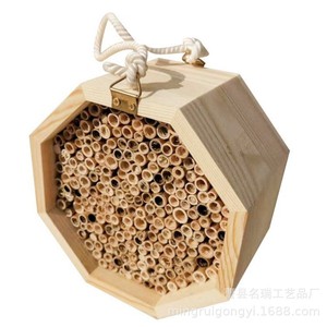 Casa de insectos de madera octogonal de 15x15 cm, hotel para abejas, para apicultura y decoración de jardín - Product Image 2