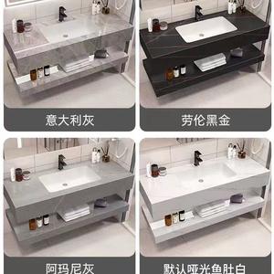 Lavabo de losa de <span class=keywords><strong>roca</strong></span> doble Simple moderno, armario de baño debajo del mostrador, lavabo de cerámica, lavabo de Hotel B & B - Product Image 5