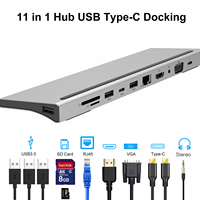 Hub USB de haute qualité 11 en 1, hub USB-C, HD4K, VGA, charge PD, hub multi-ports USB-C et station d'accueil USB pour ordinateur portable