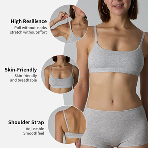 Sk1232 & sk1232-1 90% <span class=keywords><strong>cotone</strong></span> Soft Feeling tinta unita maglia palop Bralettes spallina regolabile ragazzo Set biancheria intima corta - Product Image 3