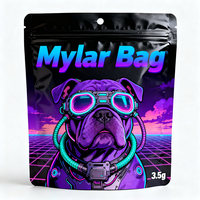 Sachet Mylar Doypack Personnalisé en Aluminium Holographique Imprimé, Anti-odeur, Refermable avec Fermeture Zip, pour Tabac et Herbes, 7g 14g