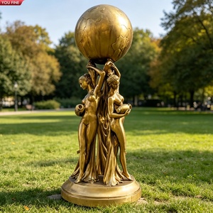 Escultura de <span class=keywords><strong>Bronce</strong></span> de Tamaño Real, La Tierra Es Tuya, Tres Damas Sosteniendo un Globo Terráqueo, Estatua de la Diosa Tierra para Jardín o Parque - Product Image 1