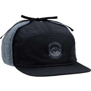 <strong>Winter</strong> 5 Panel Baseball Cap &amp; <strong>Earflap</strong> <strong>Hat</strong> 3D Embroidery 100% Cotton Unisex Performance Ski Travel Outdoor Sports Fishing - Product Image 1