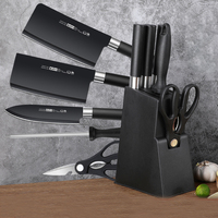 Ensemble de couteaux de chef professionnels, acier inoxydable tranchant, multifonction, avec bloc en bois