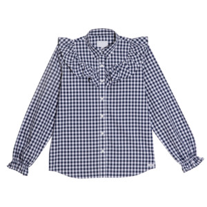 Camicie <span class=keywords><strong>a</strong></span> maniche lunghe da donna Plaid Button Down camicetta floreale arruffata top - Product Image 1