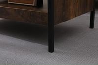 Table basse industrielle rustique et durable en bois carbonisé, rectangulaire, avec cadre en bois noir et étagère de rangement inférieure ouverte