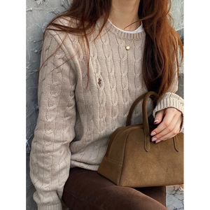 Hilo de Algodón Escaneable Versión Original para Bordado, Rafia Clásica con Cuello Torcido, Suéter de Punto de Manga Larga para Otoño - Product Image 6