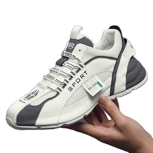 Zapatillas de hombre con cordones estilo europeo, transpirables de malla, con suela gruesa y plantilla oculta para aumentar la altura, estilo papá, ideales para verano. - Product Image 1