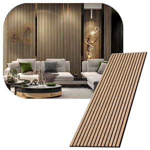 Pannelli in Legno 3D Scanalati 240x60 <span class=keywords><strong>cm</strong></span>, Pannelli Acustici in <span class=keywords><strong>MDF</strong></span> con Feltro PET e Impiallacciatura di Noce per Pareti e Soffitti - Product Image 1