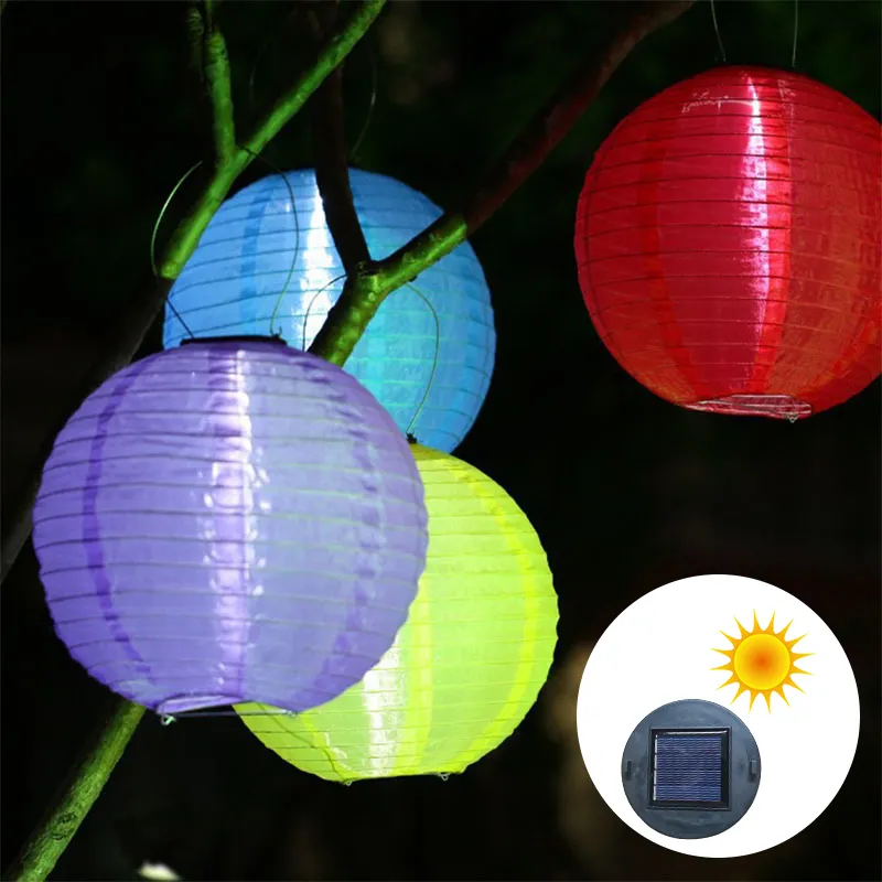 LUCKY 12 Zoll chinesische Solar laternen Lichter im Freien hängen wasserdichte LED Lampe Papier Nylon für Home Party Hochzeits dekoration