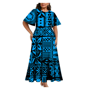 <span class=keywords><strong>Robe</strong></span> longue plissée à manches mi-évasées sur mesure, <span class=keywords><strong>taille</strong></span> plus, style hawaïen, <span class=keywords><strong>robe</strong></span> décontractée pour femmes, <span class=keywords><strong>robe</strong></span> polynésienne - Product Image 3