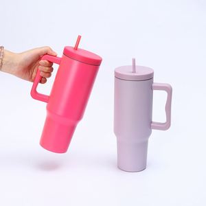 Gobelet isotherme en acier inoxydable de 40 oz avec poignée et paille, grande capacité, réutilisable, pour marques de détail, marque privée OEM - Product Image 6
