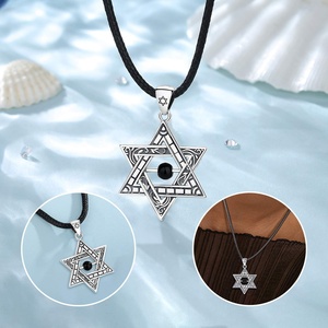 Bijoux tendance vintage en argent sterling 925 plaqué or 18 carats, collier avec pendentif étoile de David pour homme ou femme - Product Image 3