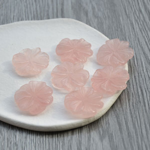 Rose Quartz Flower <b>28mm</b> Hand Carved Natural Stone For Jewelry Making DIY Accessories - Product Image 4