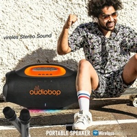Altavoz DJ Inalámbrico Portátil Oudiobop de 130W con Subwoofer, Alimentado por Batería, Entrada AUX, Boomsbox para Fiestas al Aire Libre